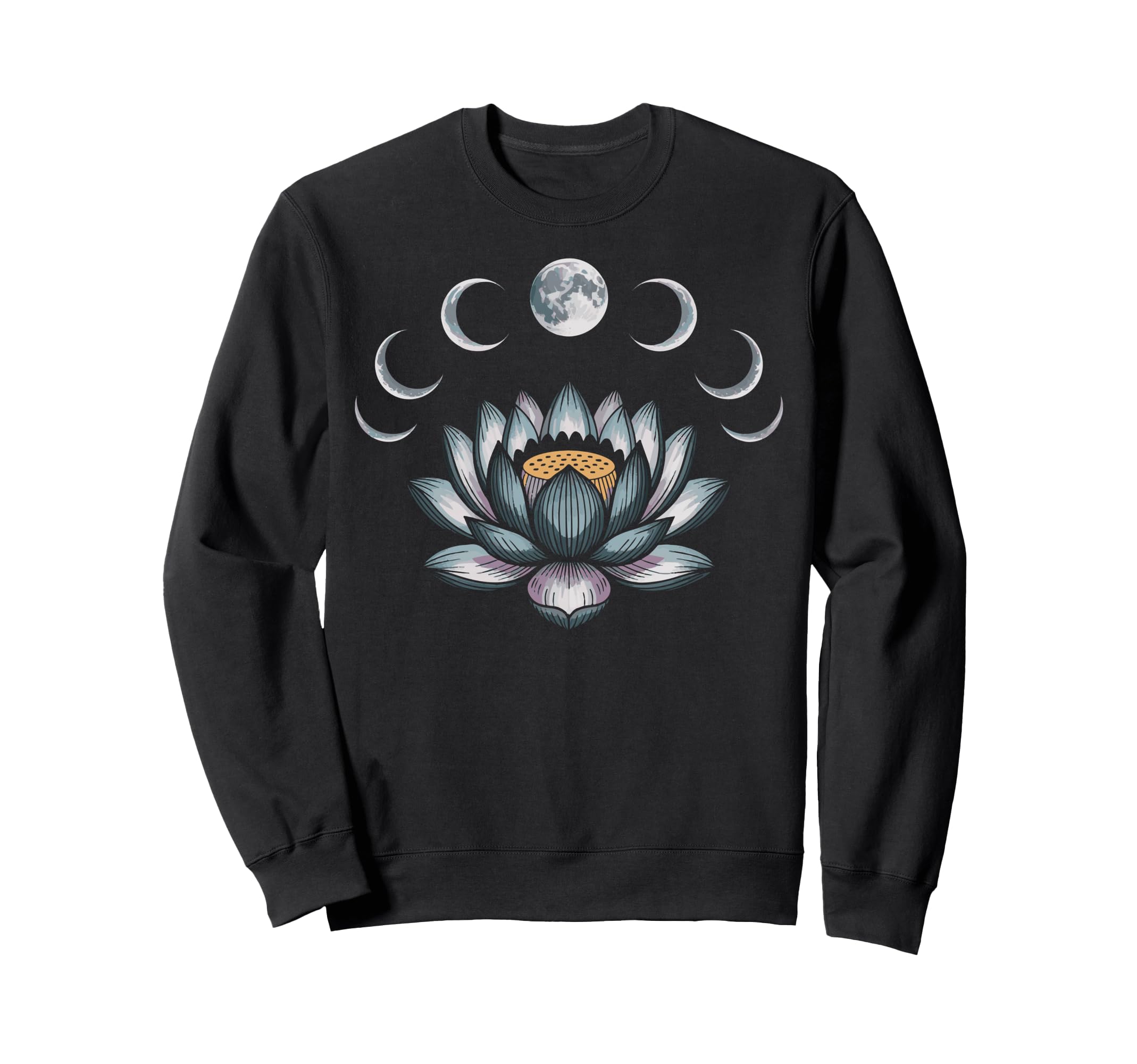 Lotus Flower Moon Phases Zen Sweatshirt - Fun Novelty Design Men Women - T-Shirt, Sweatshirt, Hoodie
