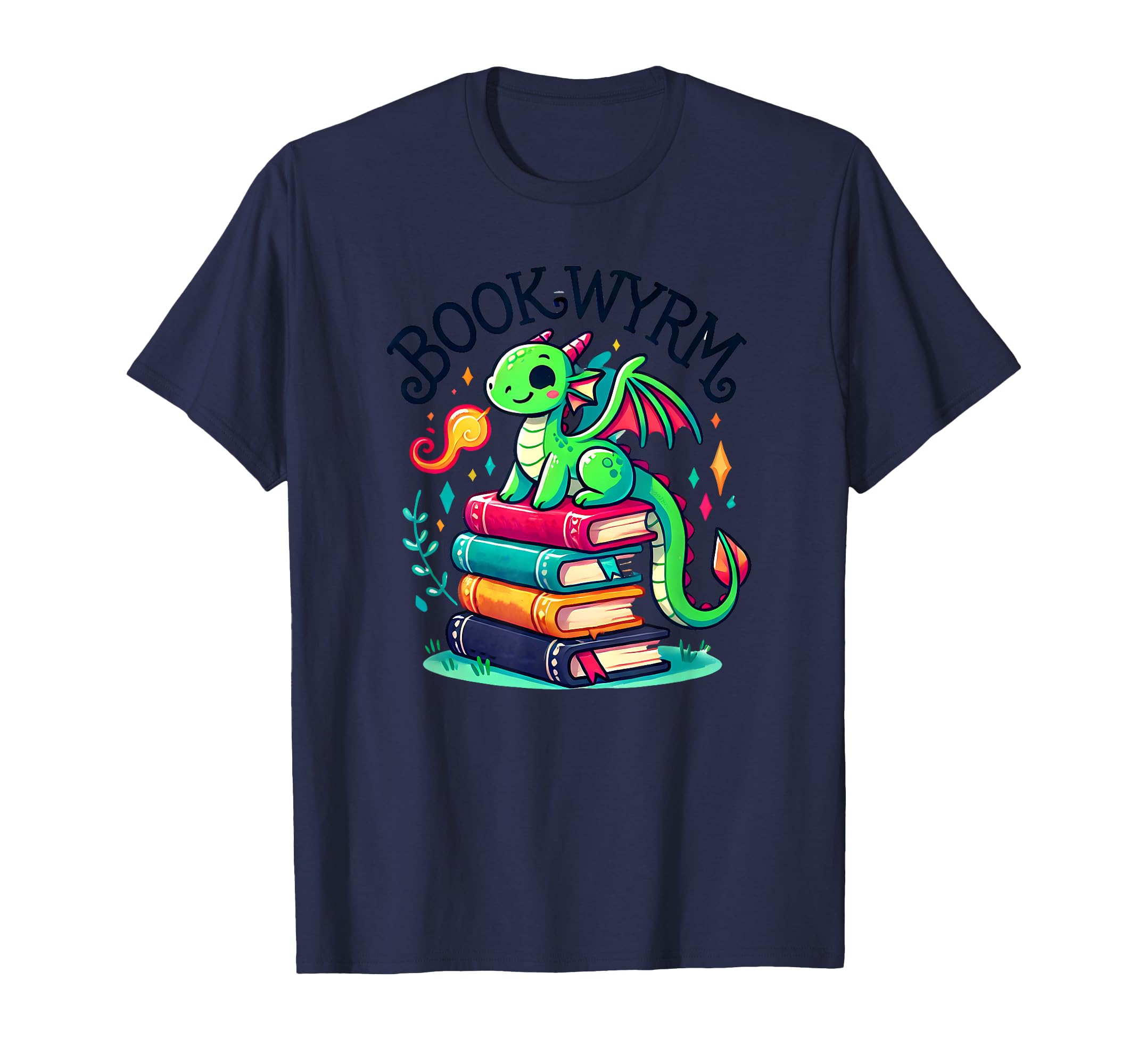 Kawaii Dragon Books Book Worm T-Shirt - Trendy Graphic for Adults - T-Shirt, Sweatshirt, Hoodie