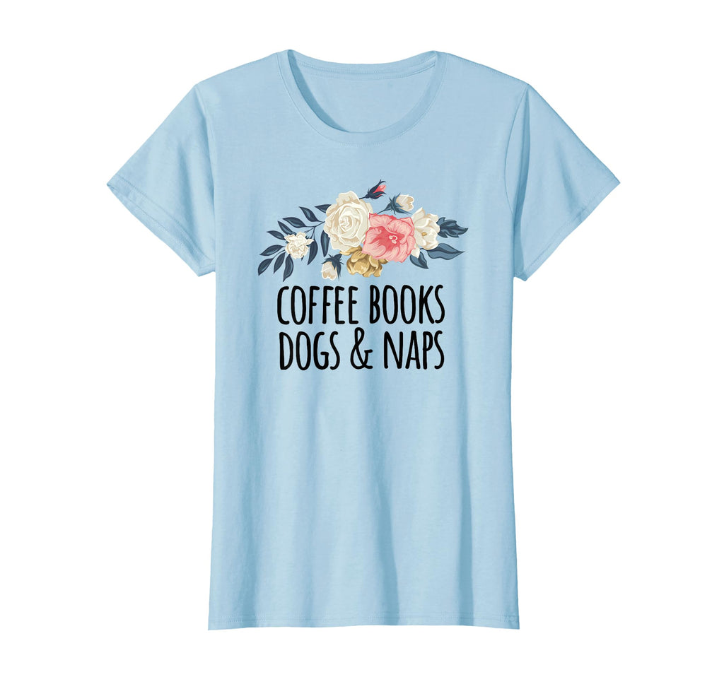 Floral Illustration Coffee Books Dogs T-Shirt - Novelty Apparel Men Women - T-Shirt, Sweatshirt, Hoodie