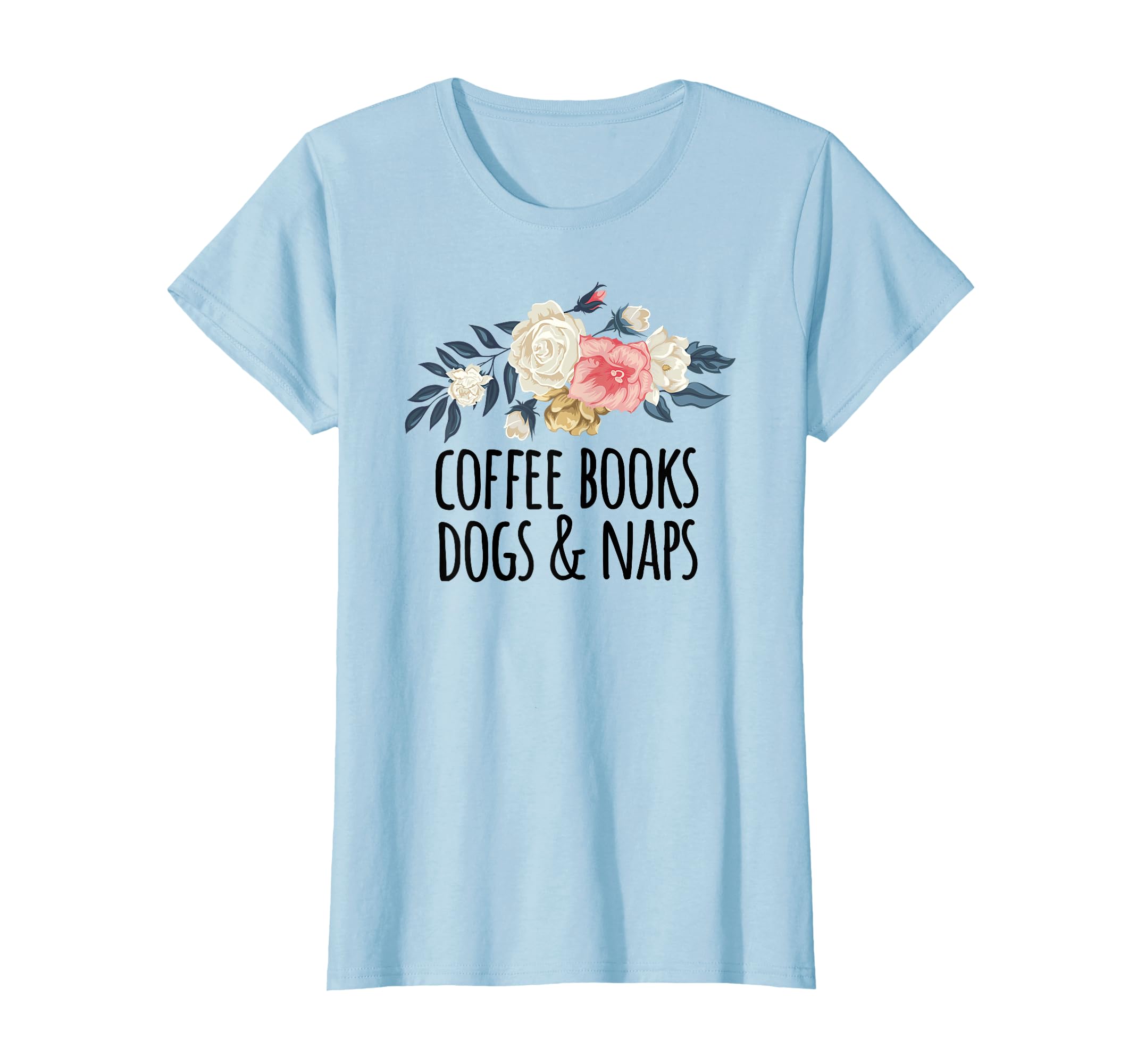 Floral Illustration Coffee Books Dogs T-Shirt - Novelty Apparel Men Women - T-Shirt, Sweatshirt, Hoodie