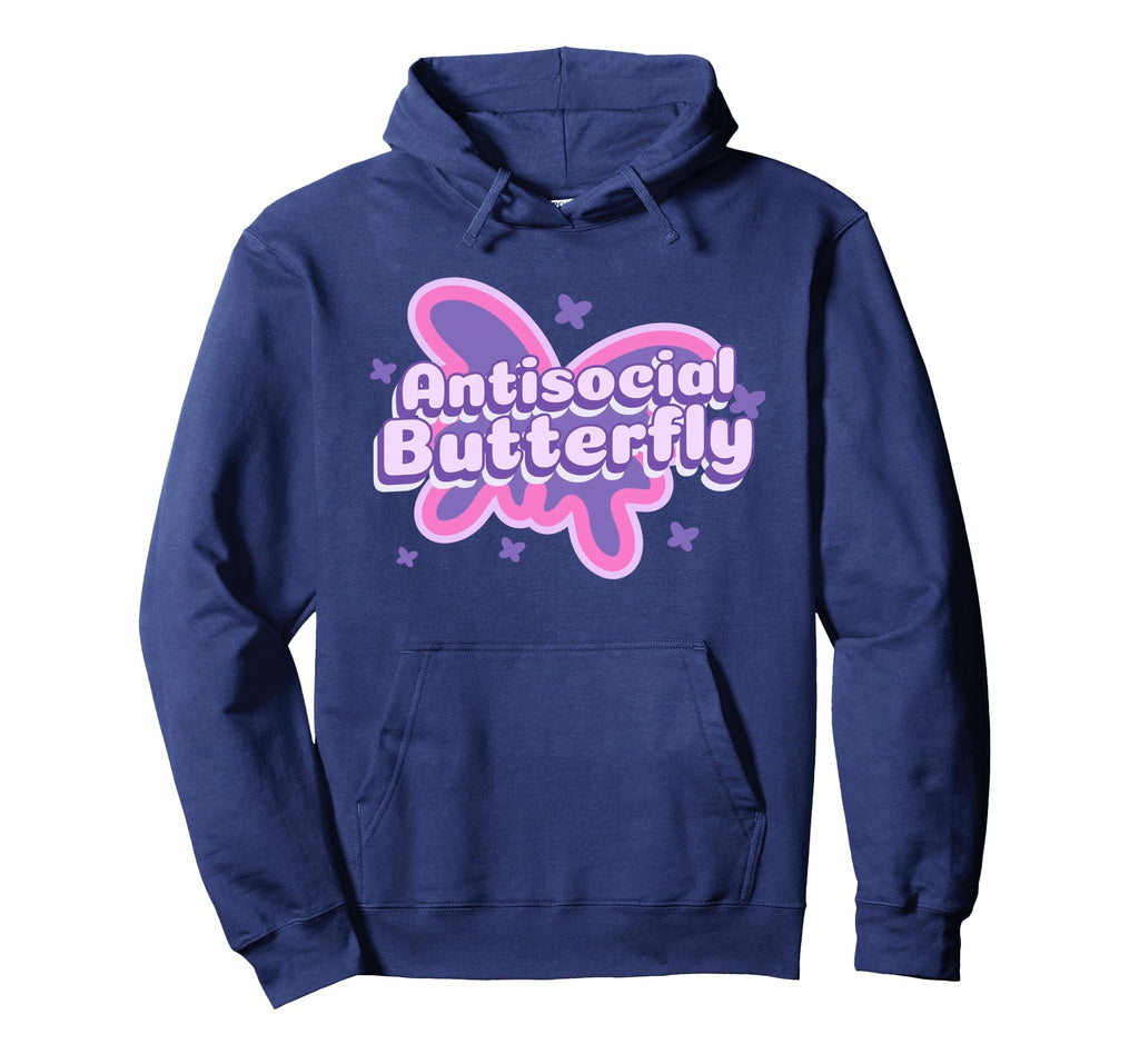 Antisocial Butterfly Funny Social Anxiety Hoodie - Graphic Print Men Women - T-Shirt, Sweatshirt, Hoodie