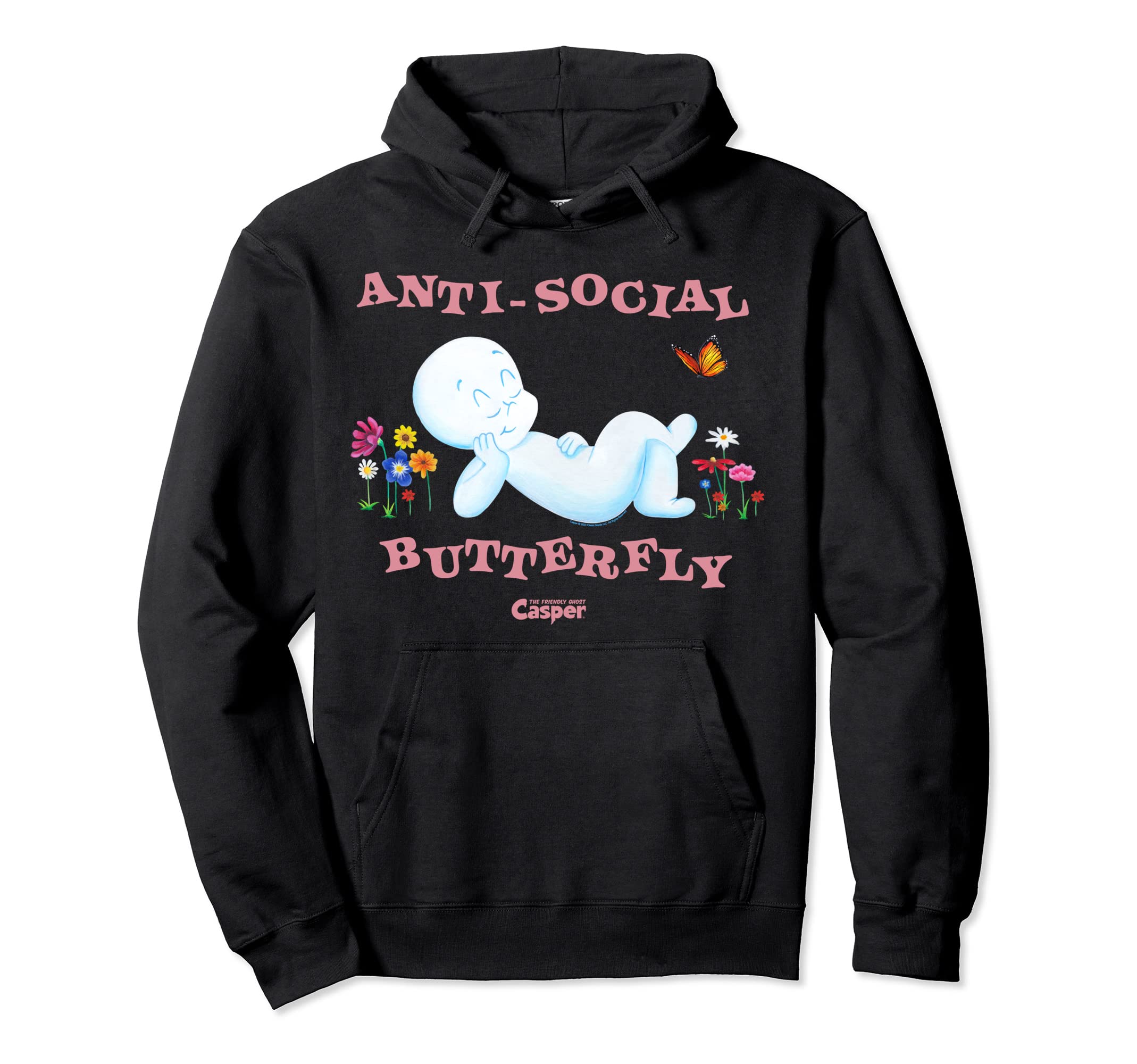 Casper Friendly Ghost Anti Social Butterfly Hoodie - Unique Graphic Unisex - T-Shirt, Sweatshirt, Hoodie