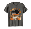 Cat Books Fall Leaves Reading Book T-Shirt - Unique Graphic for Adults - T-Shirt, Sweatshirt, Hoodie