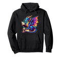 Dragon Reading Book Bookworm Book Lover Hoodie - Graphic Print for Adults - T-Shirt, Sweatshirt, Hoodie
