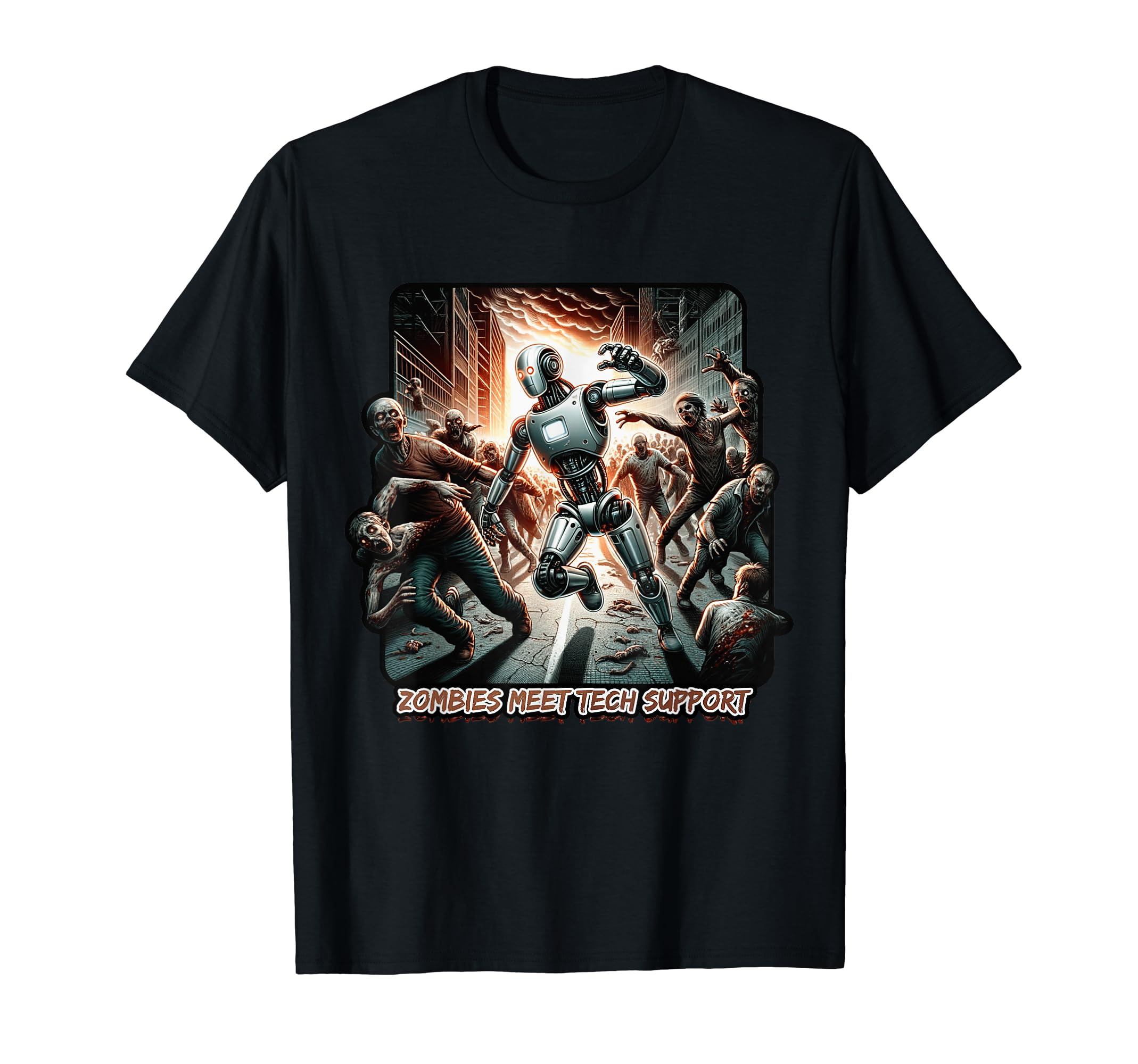 Zombies Meet Tech Support Ai T-Shirt - Casual Everyday Wear for Adults - T-Shirt, Sweatshirt, Hoodie