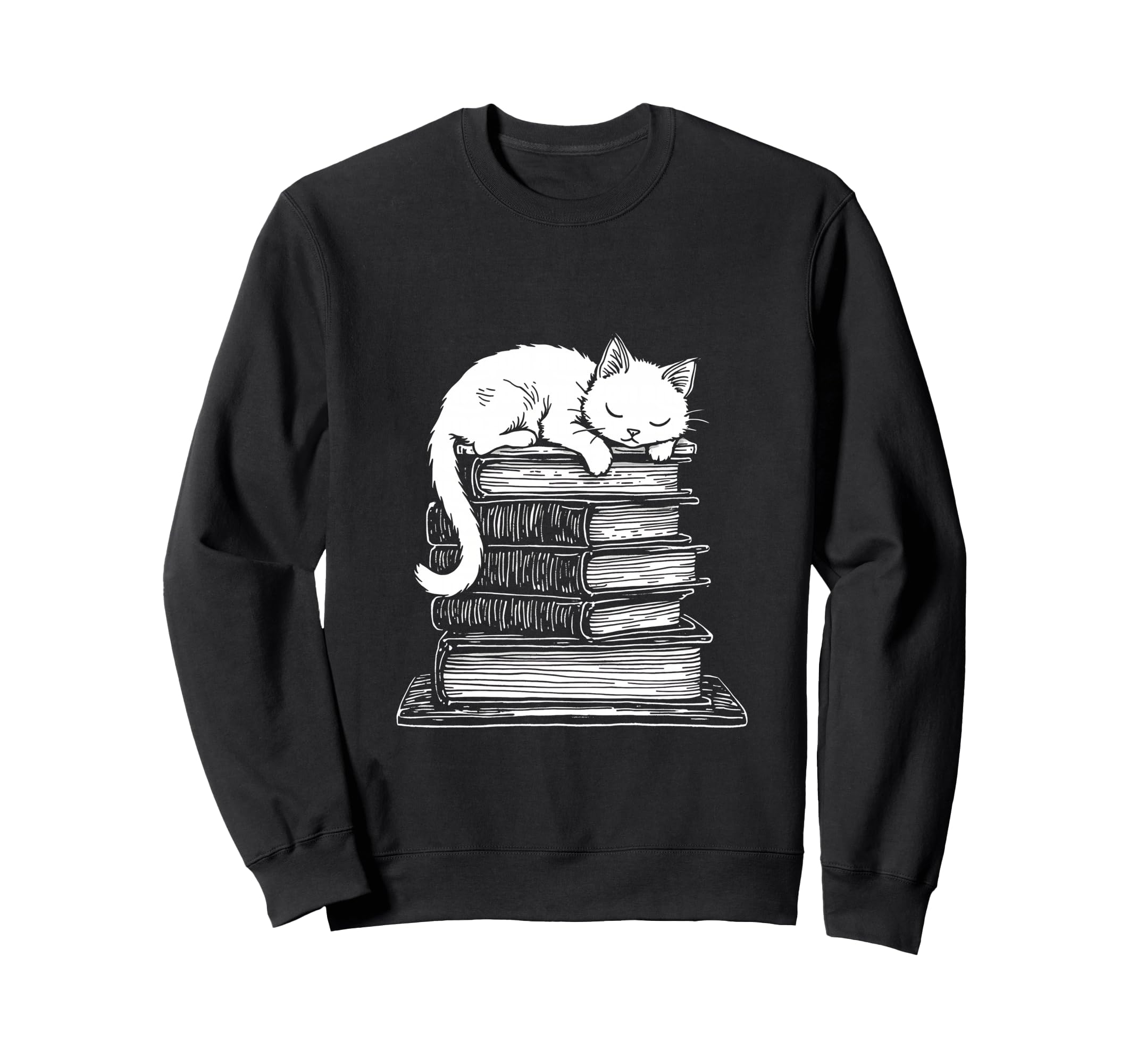 Sleeping Cat Books Relaxing Book Sweatshirt - Unique Graphic Men Women - T-Shirt, Sweatshirt, Hoodie