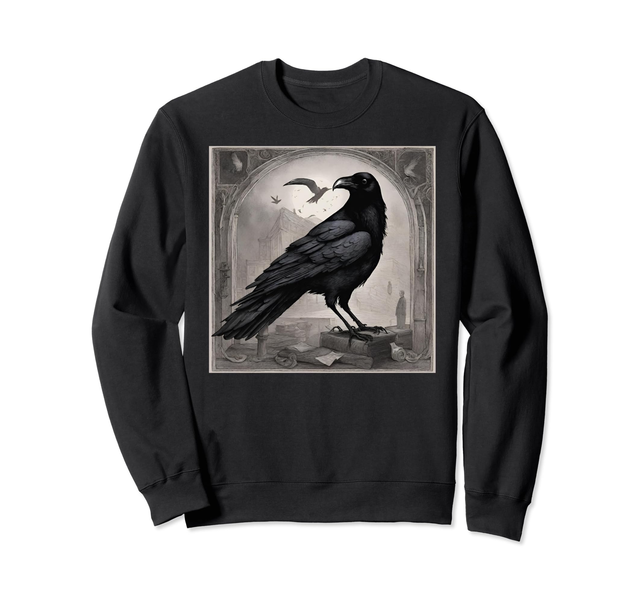 Tribute To Edgar Allan Poe Raven Sweatshirt - Streetwear Style for Adults - T-Shirt, Sweatshirt, Hoodie