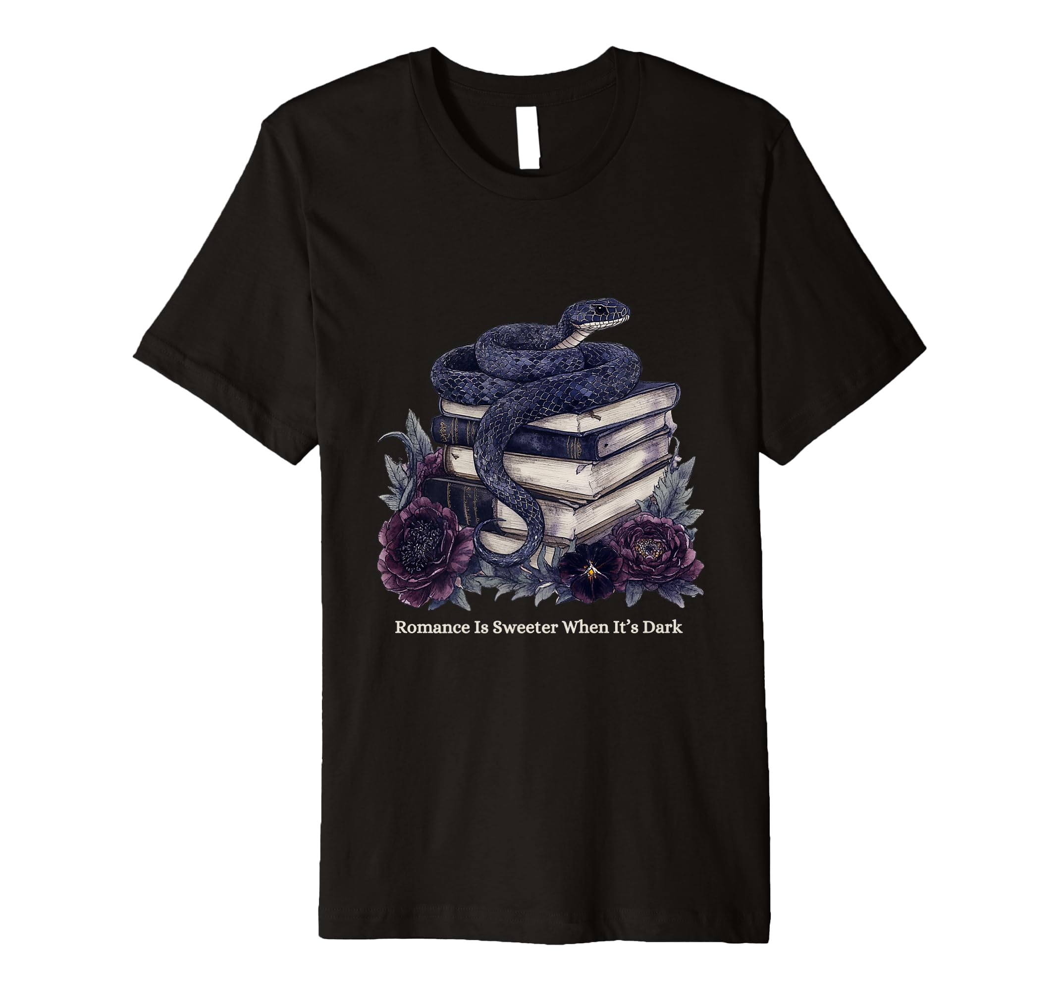Black Snake And Books Dark Romance T-Shirt - Graphic Print for Adults - T-Shirt, Sweatshirt, Hoodie
