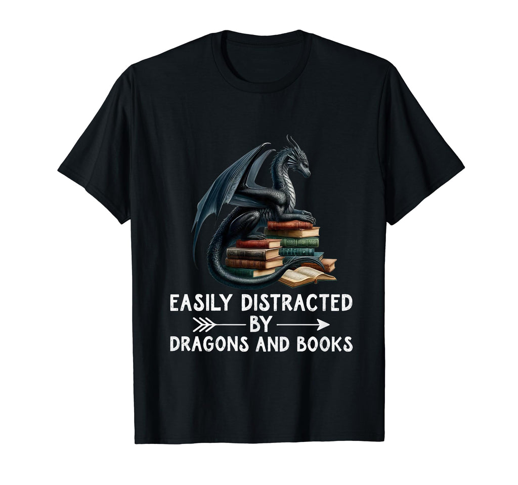 Easily Distracted Dragons And Books T-Shirt - Streetwear Style for Adults - T-Shirt, Sweatshirt, Hoodie