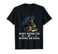 Easily Distracted Dragons And Books T-Shirt - Streetwear Style for Adults - T-Shirt, Sweatshirt, Hoodie