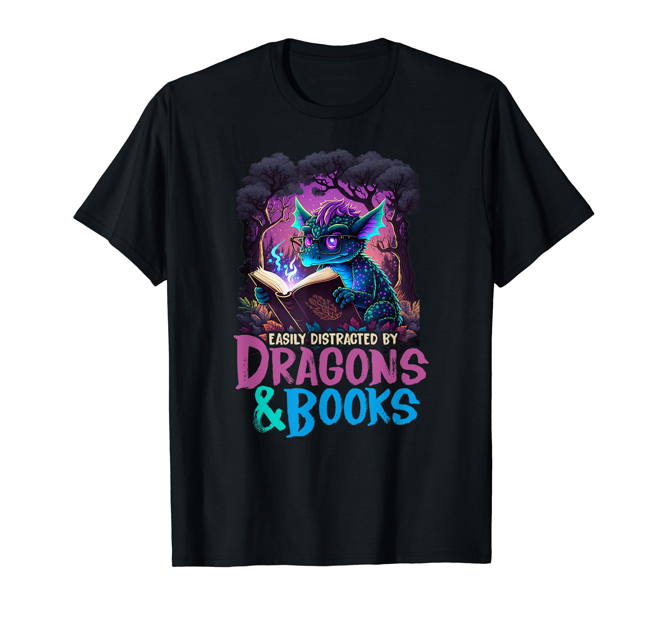 Easily Distracted Dragon And Books Book T-Shirt - Novelty Apparel Unisex - T-Shirt, Sweatshirt, Hoodie