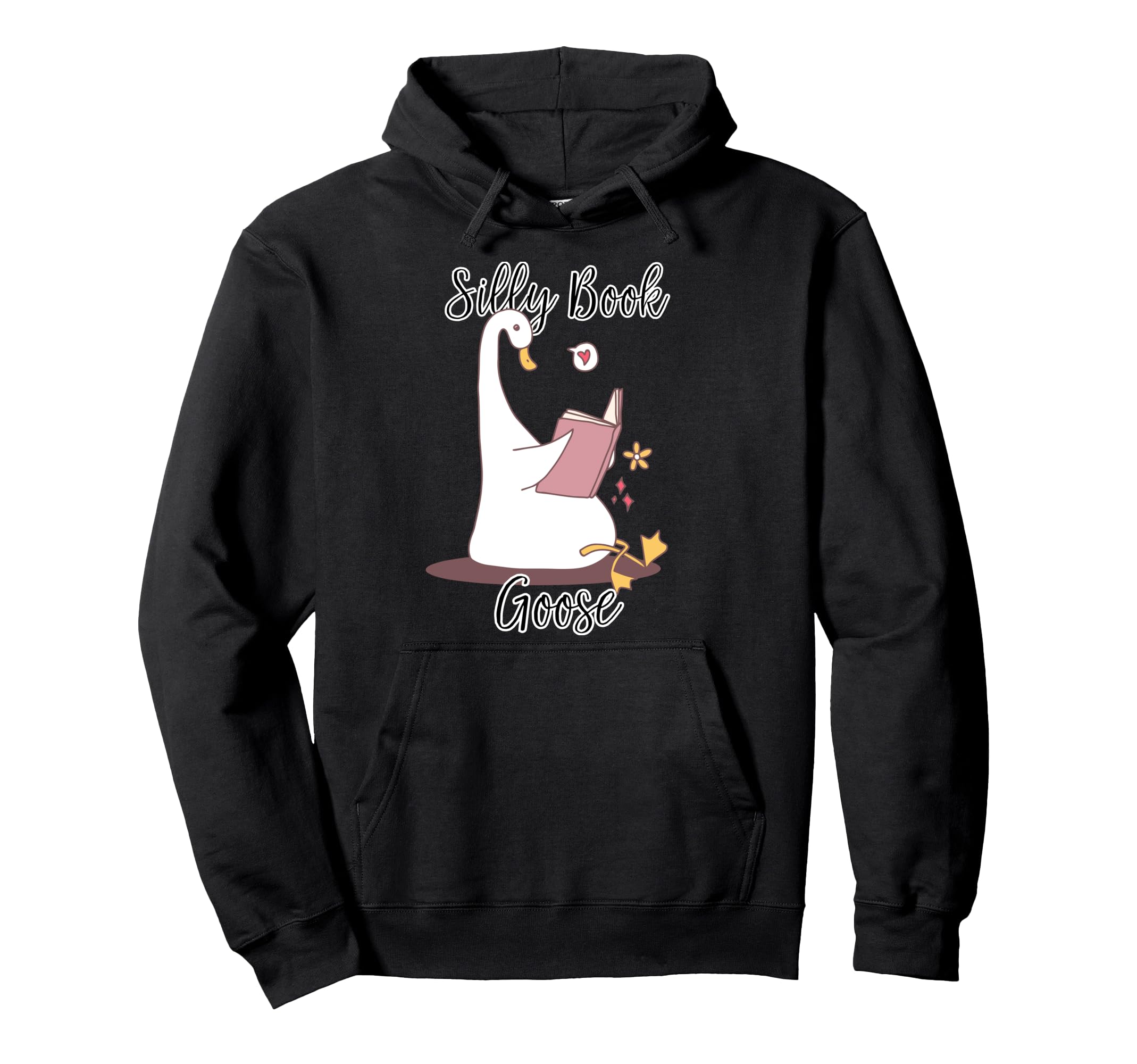 Silly Book Goose Reading Book Lover Hoodie - Minimalist Print for Adults - T-Shirt, Sweatshirt, Hoodie
