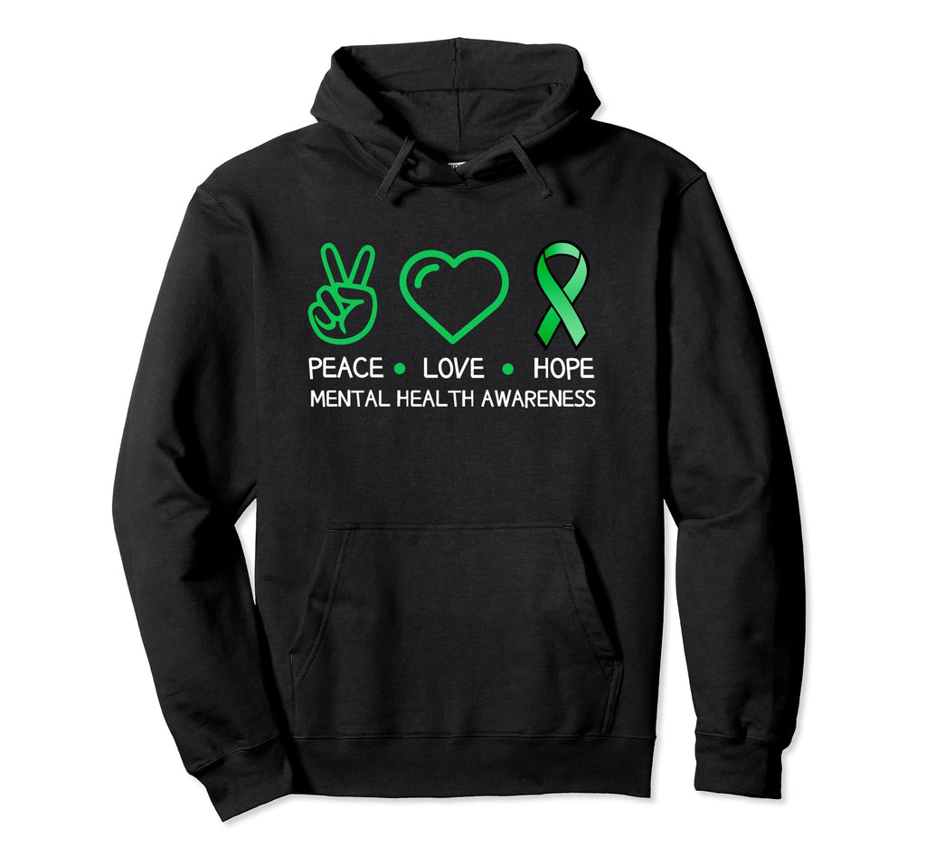 Peace Love Hope Green Ribbon Funny Hoodie - Trendy Graphic for Adults - T-Shirt, Sweatshirt, Hoodie