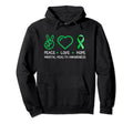 Peace Love Hope Green Ribbon Funny Hoodie - Trendy Graphic for Adults - T-Shirt, Sweatshirt, Hoodie