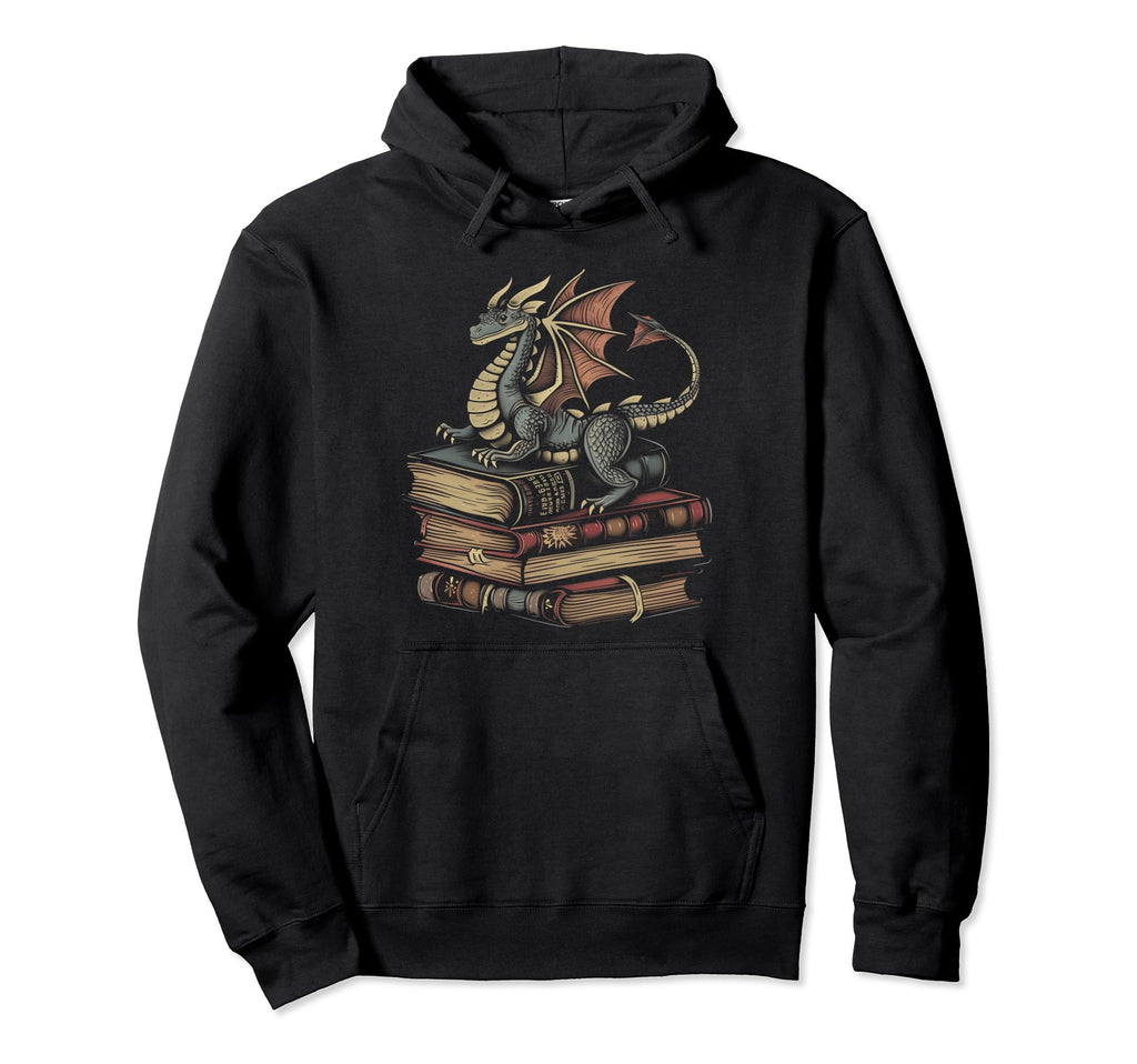 Dragon Fantasy Book Lover Book Nerd Hoodie - Trendy Graphic Unisex - T-Shirt, Sweatshirt, Hoodie