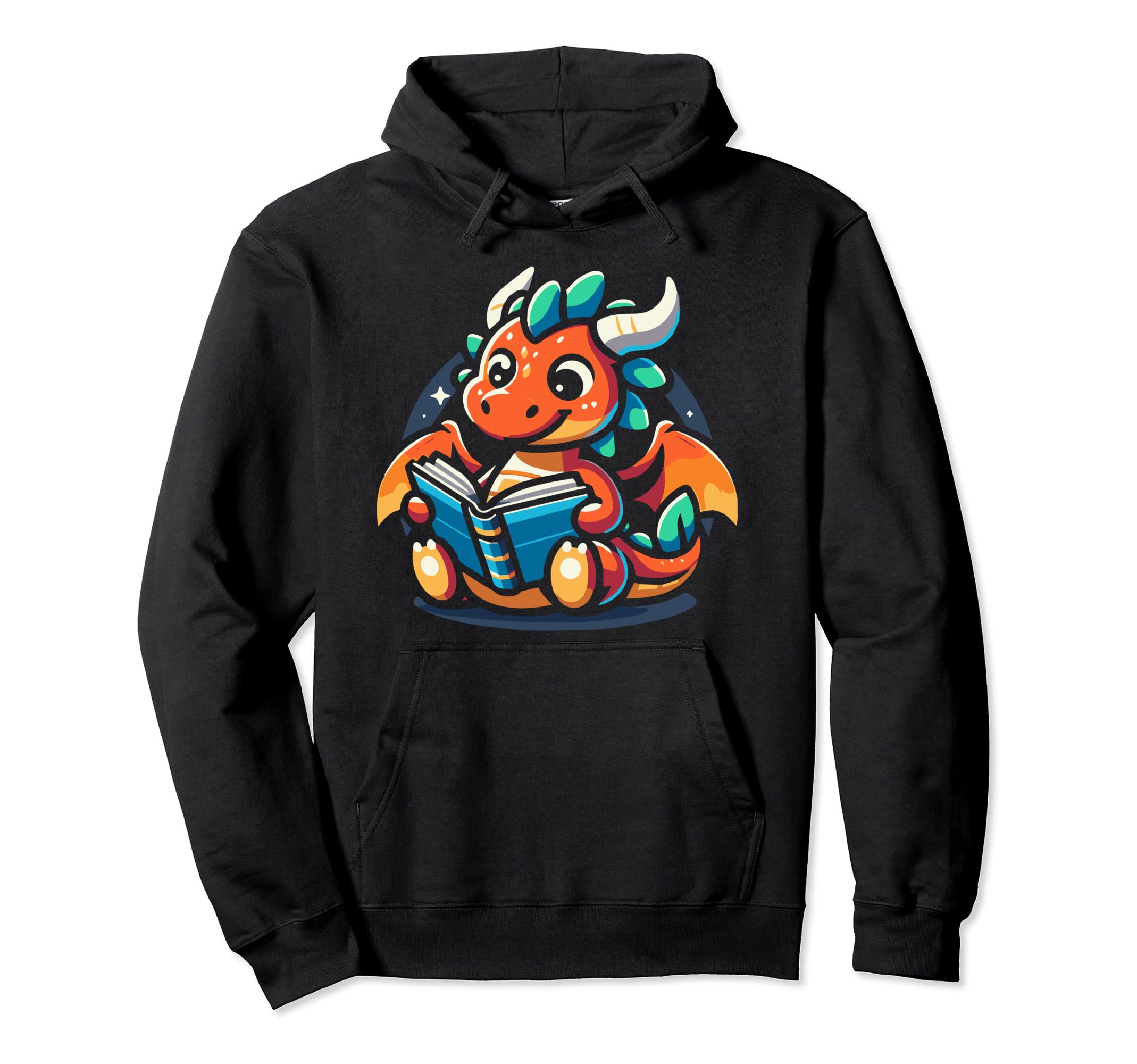 Dragon Reading Book Dragon Enthusiast Hoodie - Graphic Print for Adults - T-Shirt, Sweatshirt, Hoodie