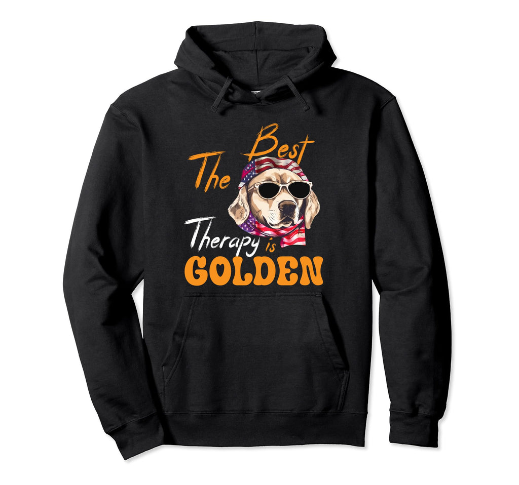 Best Therapy Is Golden Retriever Dog Puppy Hoodie - Novelty Apparel Unisex - T-Shirt, Sweatshirt, Hoodie
