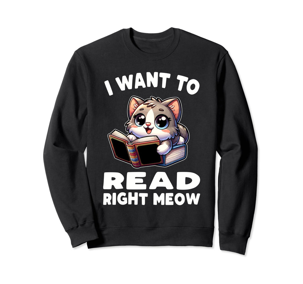 Reading Book Cat Library Reading Sweatshirt - Trendy Graphic for Adults - T-Shirt, Sweatshirt, Hoodie