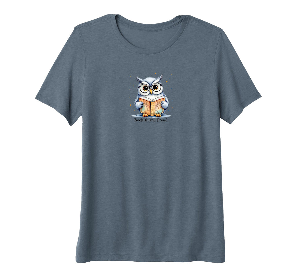 Womens Bookish And Proud Book Lovers Tri T-Shirt - Minimalist Print Unisex - T-Shirt, Sweatshirt, Hoodie