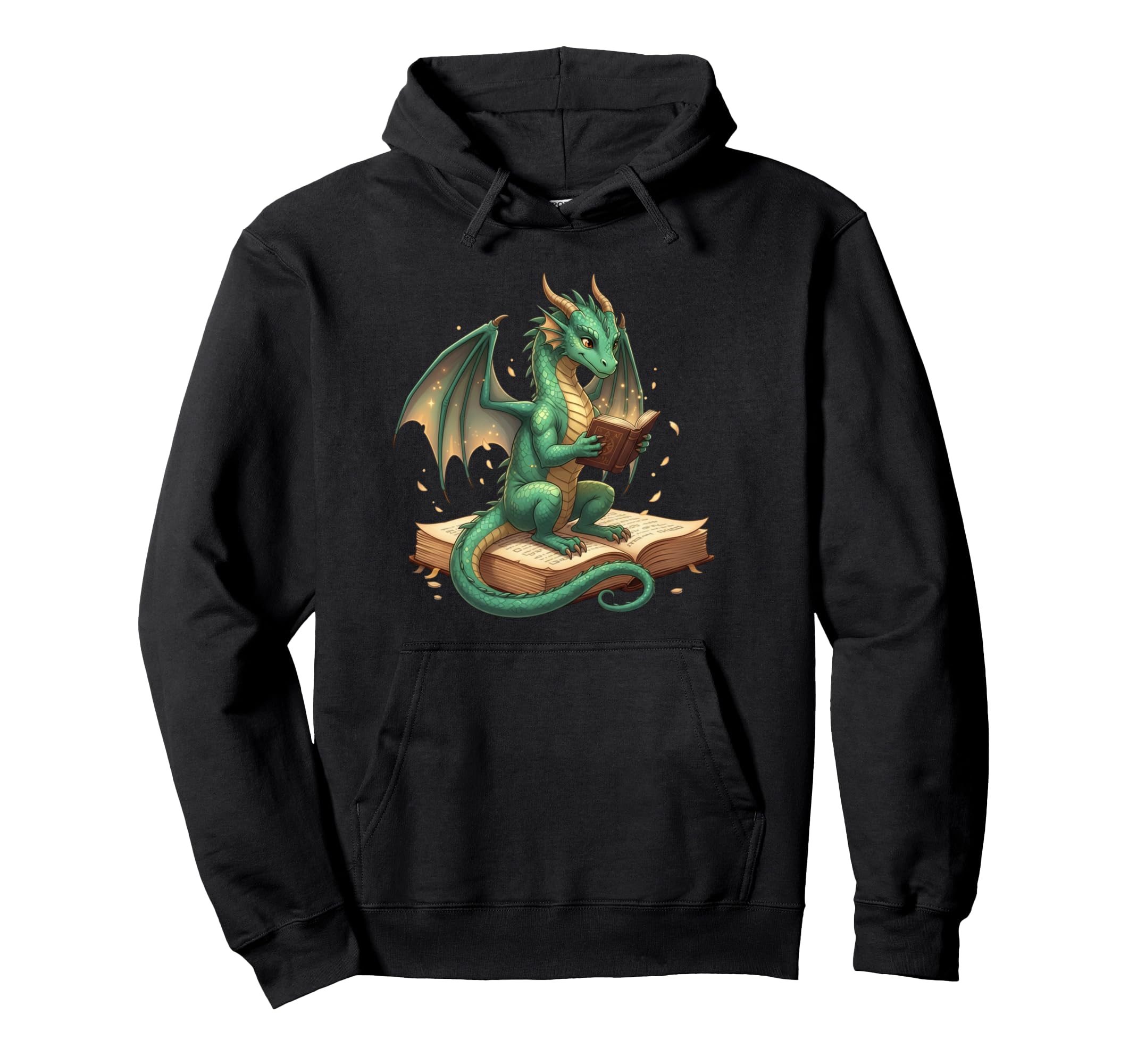 Dragon Reading Books Bookworm Funny Hoodie - Minimalist Print for Adults - T-Shirt, Sweatshirt, Hoodie