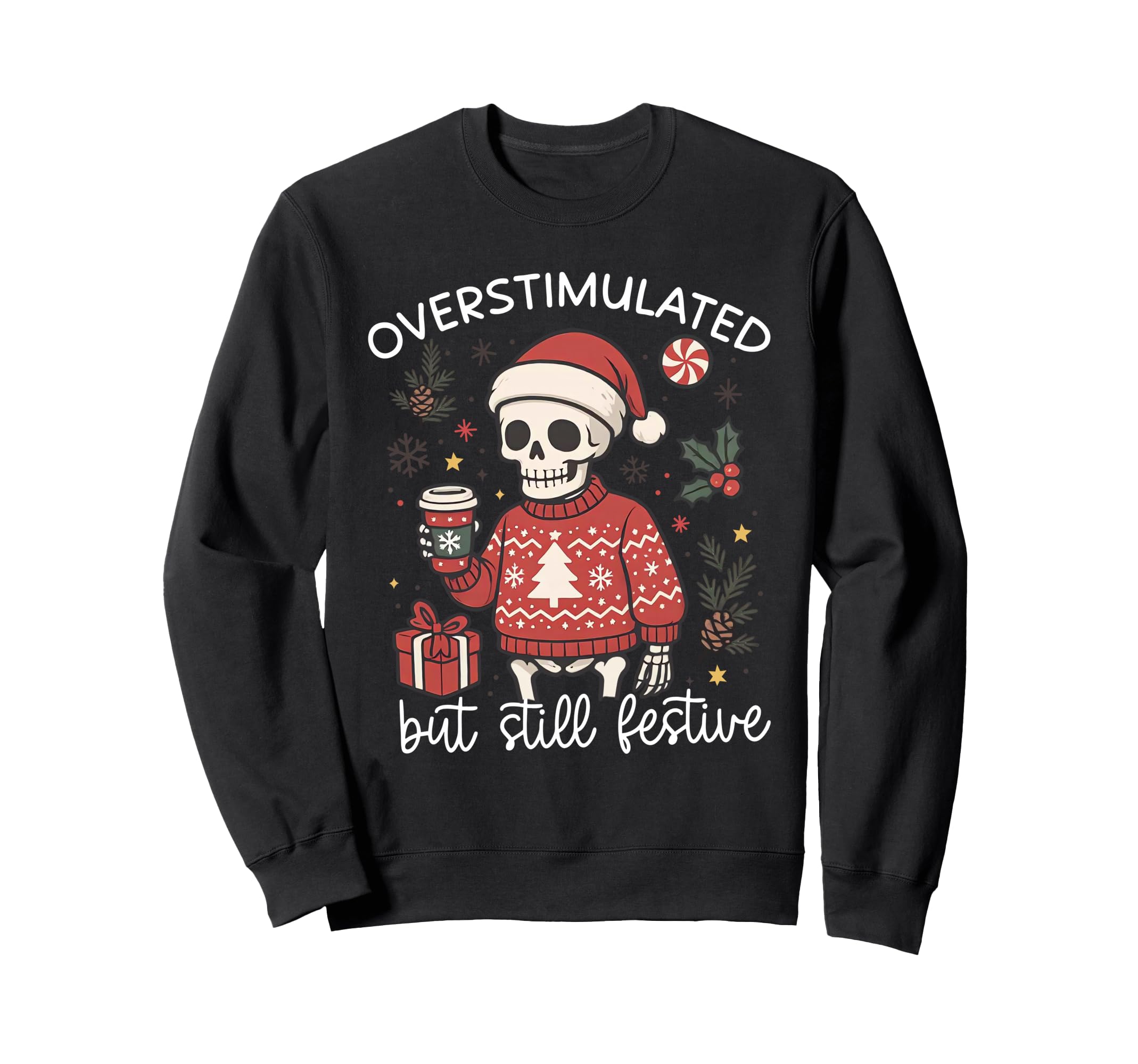 Funny Santa Skeleton Sweatshirt - Custom Art Print Men Women - T-Shirt, Sweatshirt, Hoodie