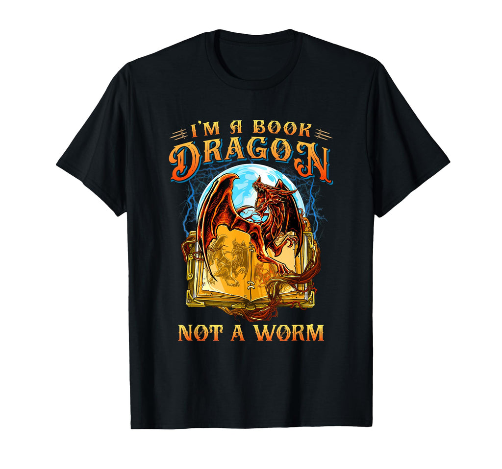 Funny Geek Dragon Reading Book T-Shirt - Casual Everyday Wear for Adults - T-Shirt, Sweatshirt, Hoodie