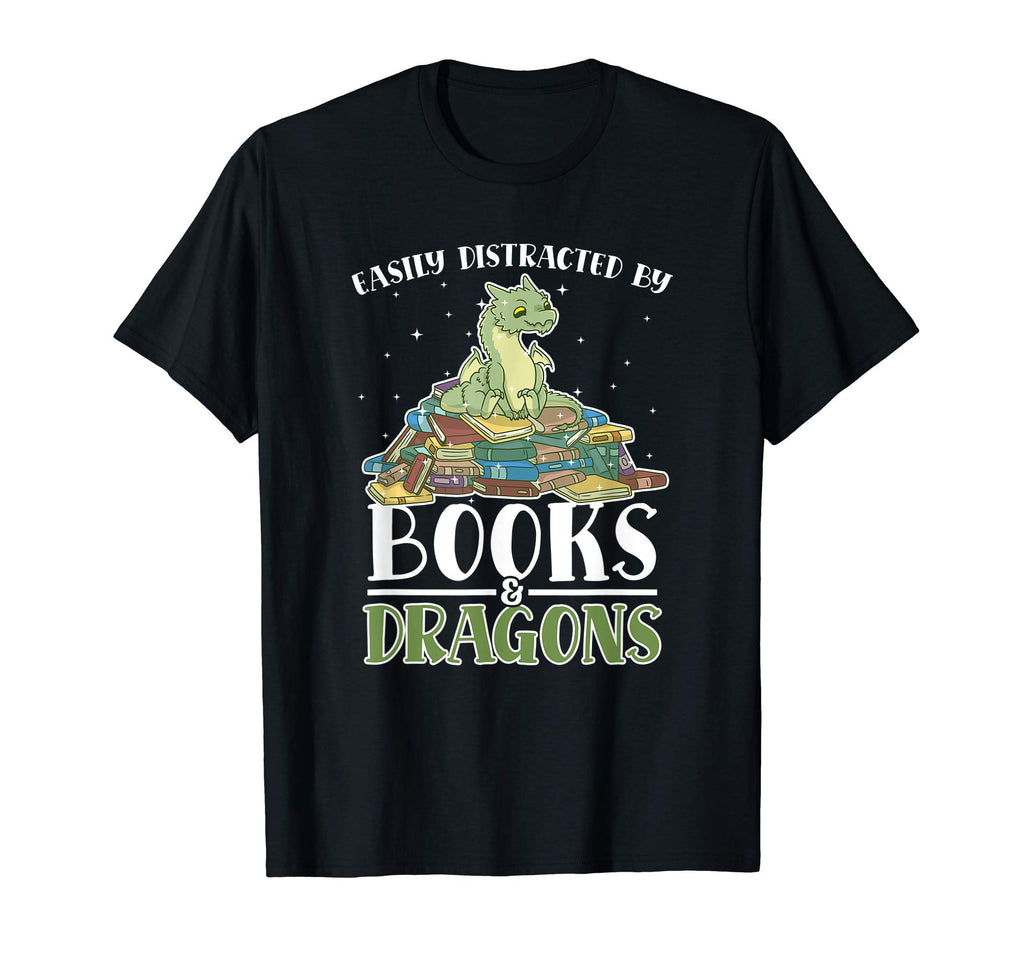 Easily Distracted Books And Dragons T-Shirt - Aesthetic Graphic Men Women - T-Shirt, Sweatshirt, Hoodie