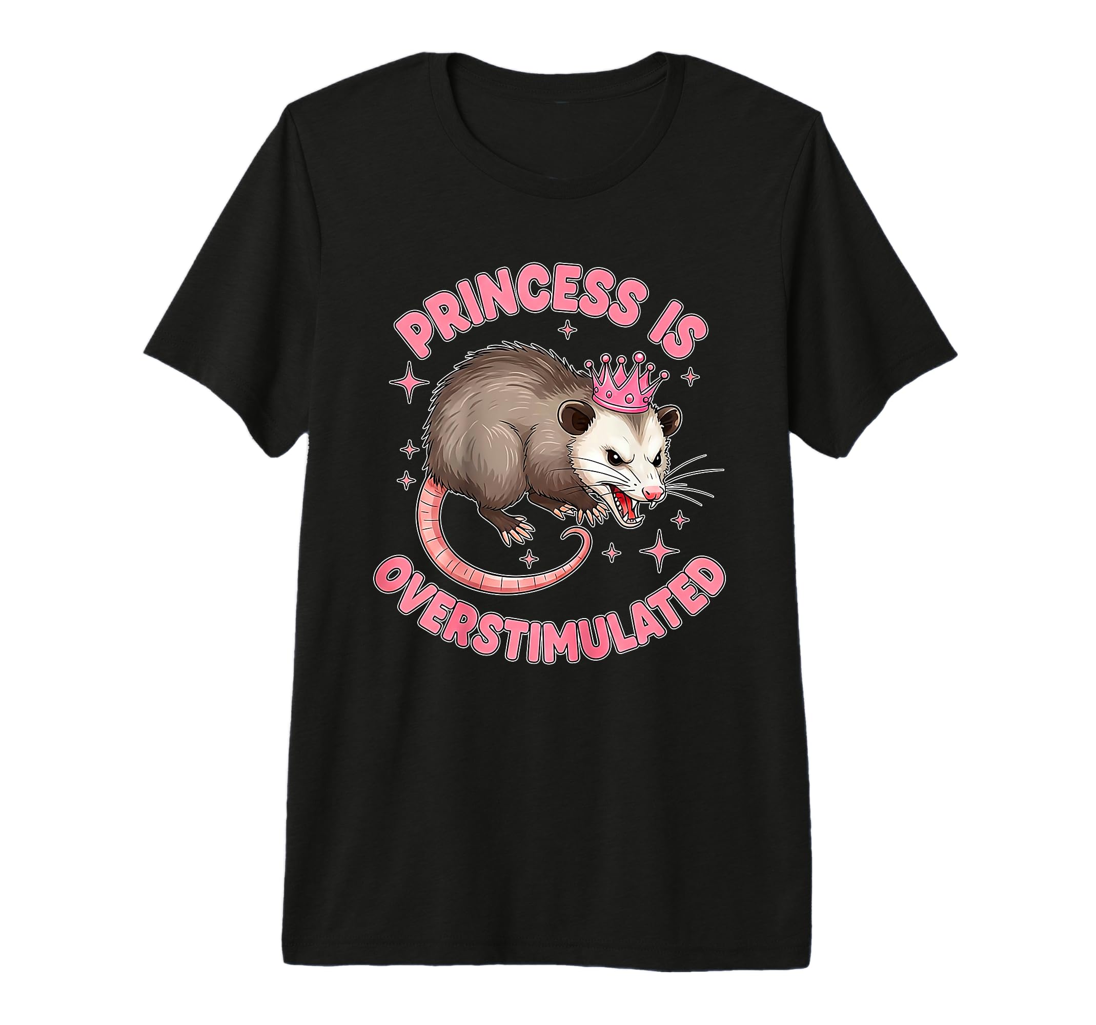 Princess Is Overstimulated Opossum T-Shirt - Aesthetic Graphic for Adults - T-Shirt, Sweatshirt, Hoodie