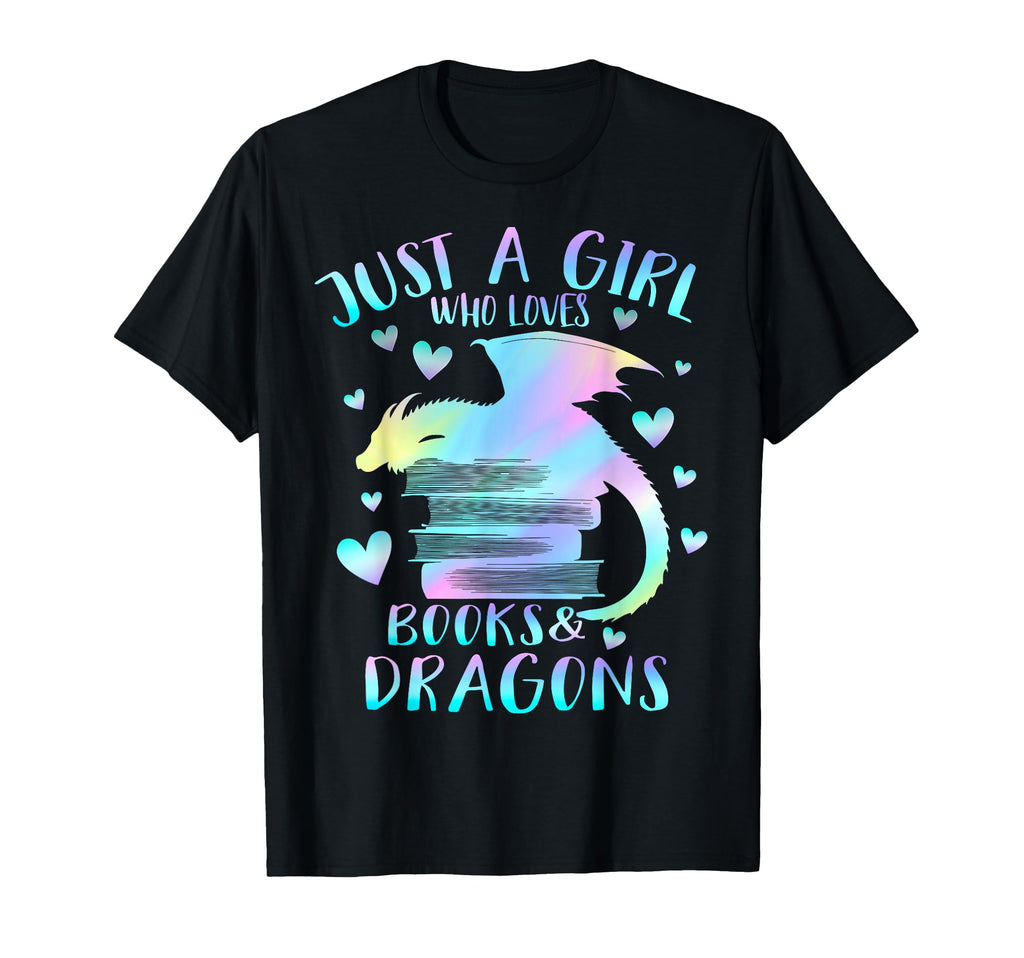 Just Who Loves Books And Dragons Pastel T-Shirt - Unique Graphic Unisex - T-Shirt, Sweatshirt, Hoodie