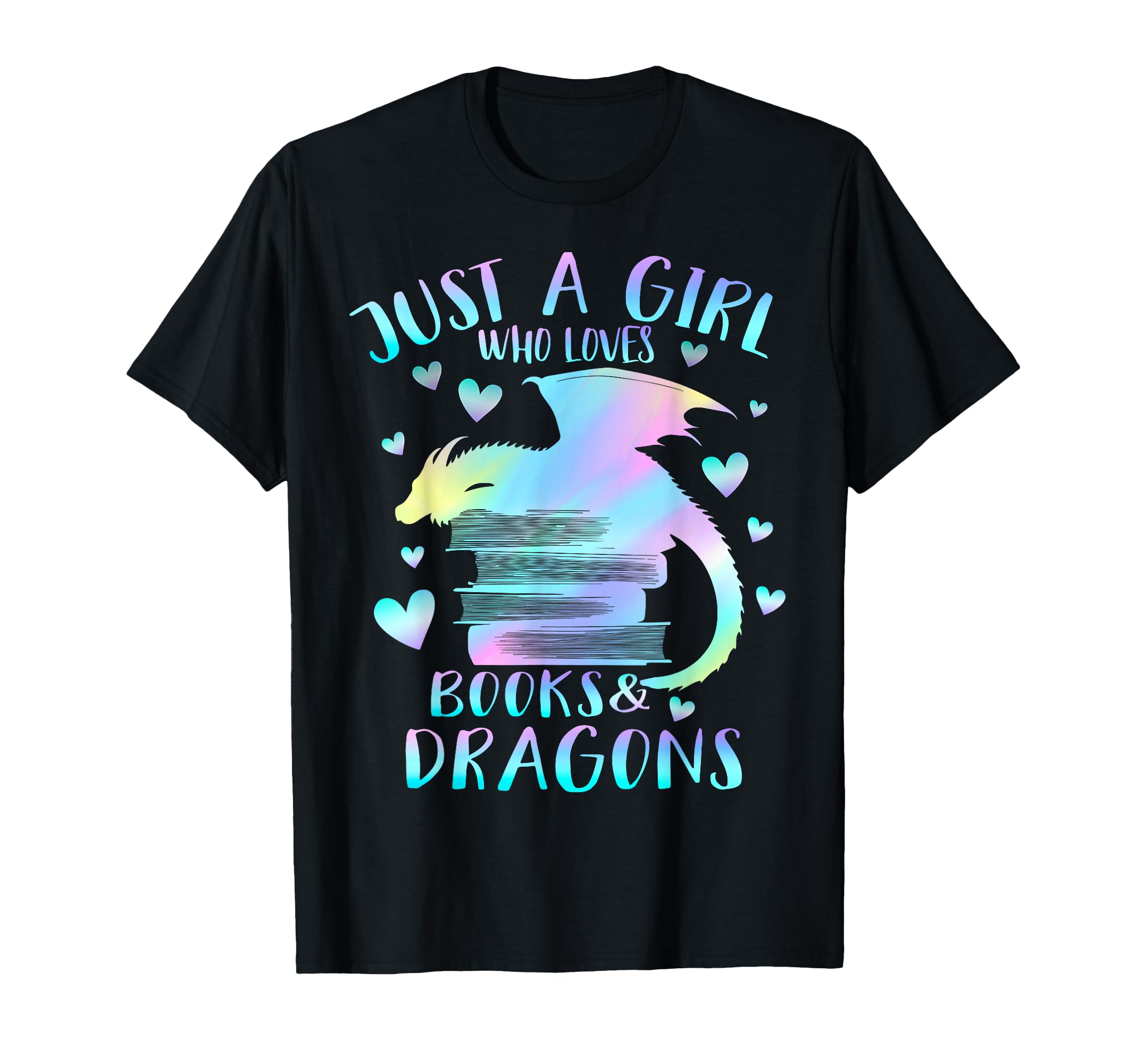 Just Who Loves Books And Dragons Pastel T-Shirt - Unique Graphic Unisex - T-Shirt, Sweatshirt, Hoodie