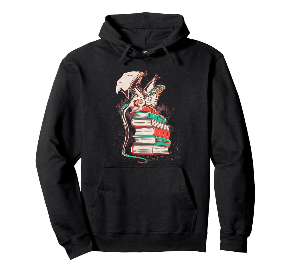 Dragon Reading Cat Books Gift Dragon Hoodie - Casual Everyday Wear Unisex - T-Shirt, Sweatshirt, Hoodie