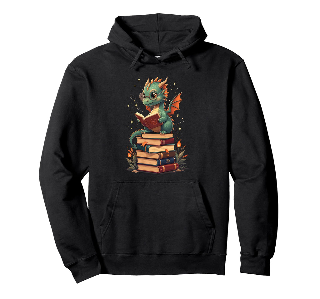 Dragon Reading Book Bookworm Dragons And Hoodie - Trendy Graphic Unisex - T-Shirt, Sweatshirt, Hoodie