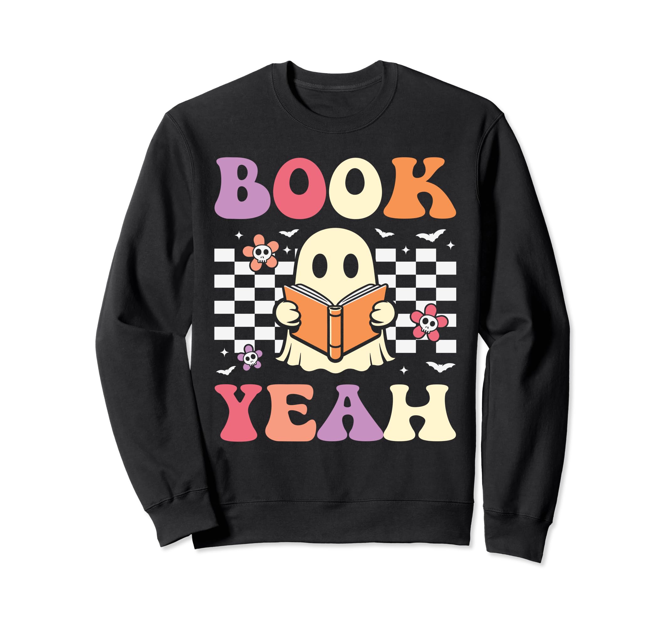 Book Yeah Groovy Ghost Reading Books Sweatshirt - Unique Graphic Unisex - T-Shirt, Sweatshirt, Hoodie