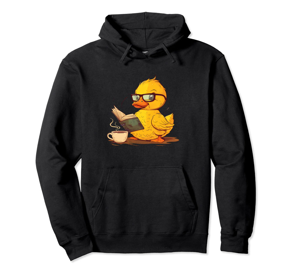 Rubber Duck Reader Coffee Lover Rubber Hoodie - Graphic Print Men Women - T-Shirt, Sweatshirt, Hoodie