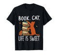 Book Cat Life Is Sweet Bookworm Cat And T-Shirt - Novelty Apparel Unisex - T-Shirt, Sweatshirt, Hoodie