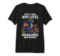 Just Who Loves Dragons And Books Tri T-Shirt - Aesthetic Graphic Unisex - T-Shirt, Sweatshirt, Hoodie