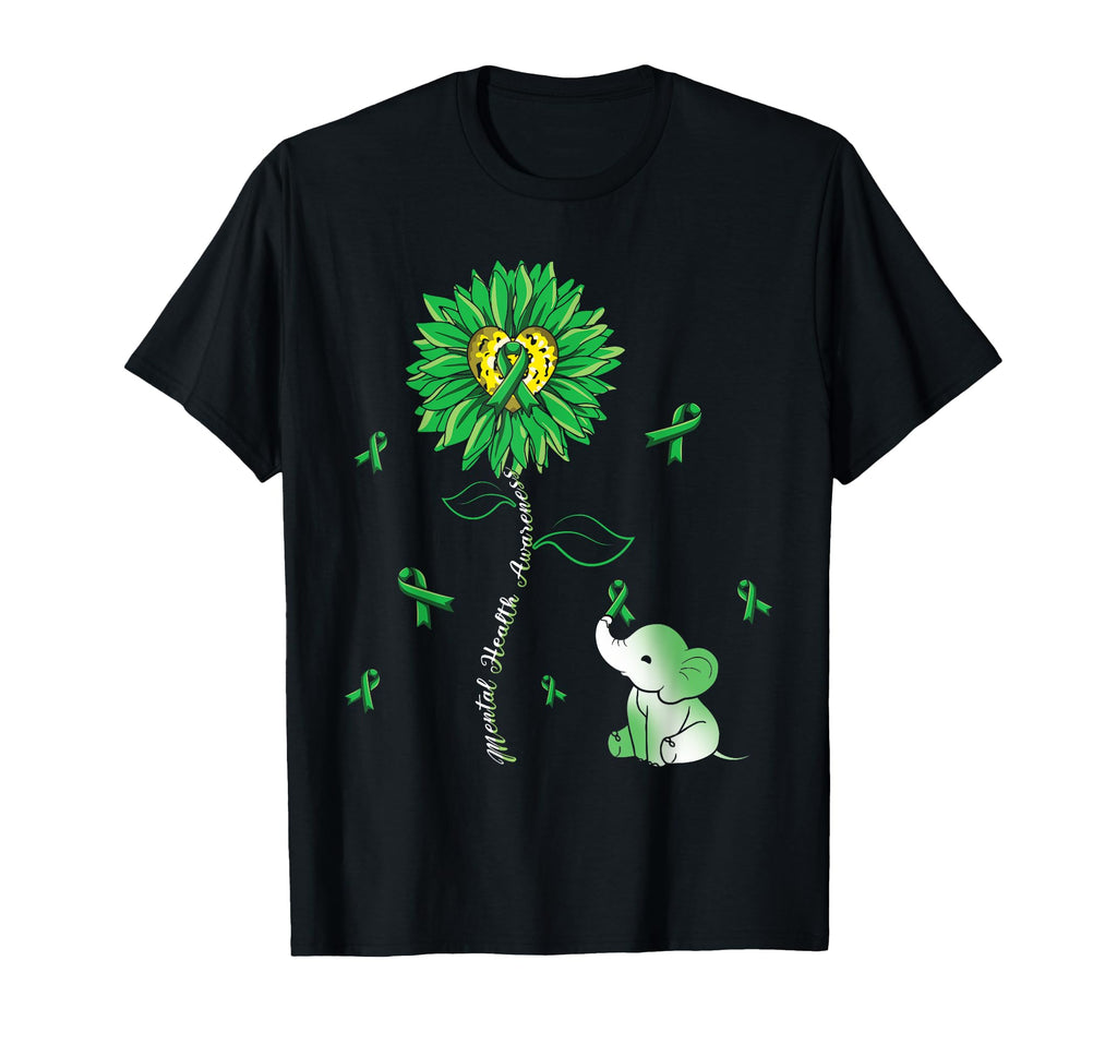 Green Elephant Awareness Ribbon T-Shirt - Minimalist Print for Adults - T-Shirt, Sweatshirt, Hoodie