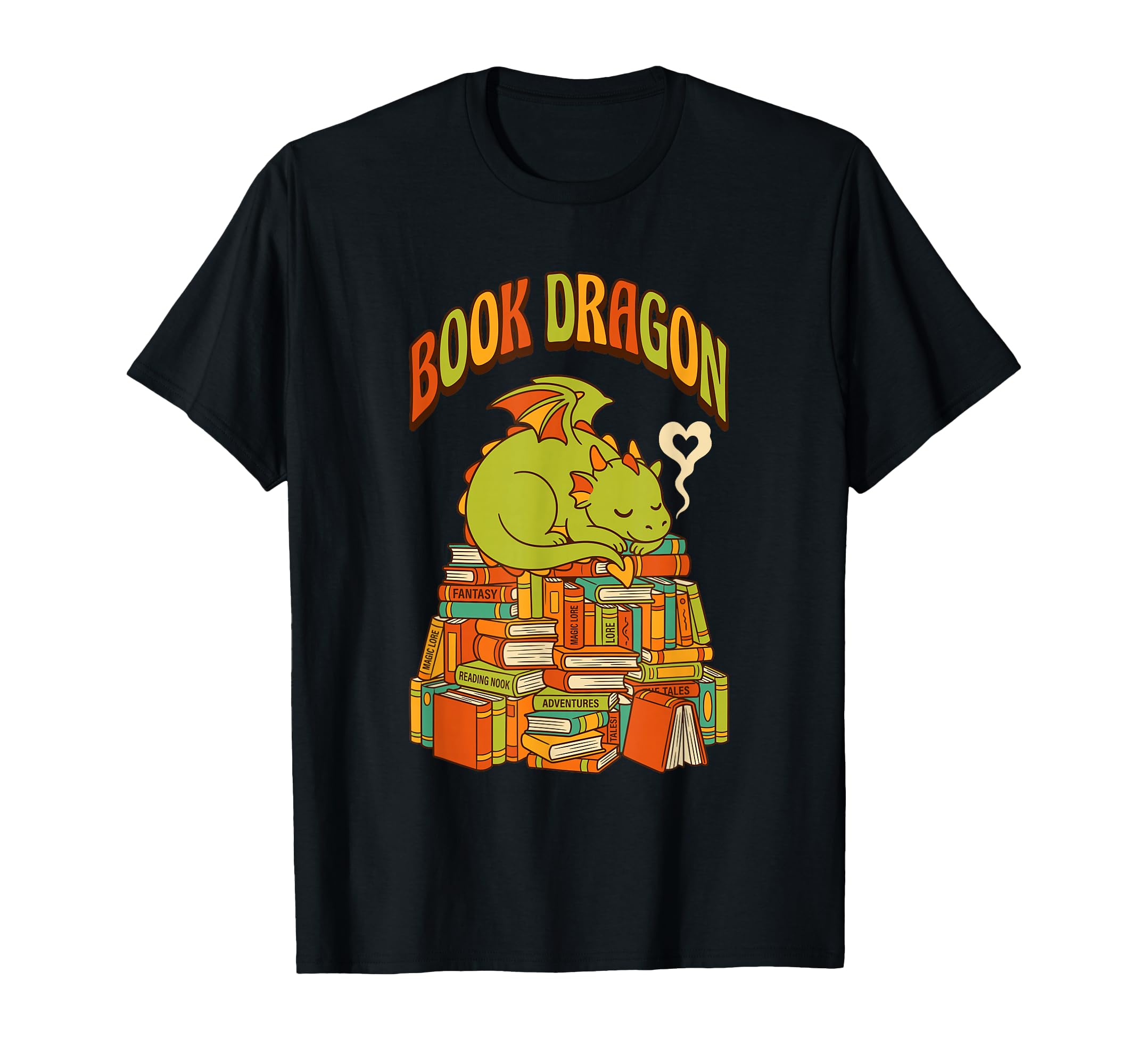 Book Dragon Sleeping Books Fantasy T-Shirt - Minimalist Print for Adults - T-Shirt, Sweatshirt, Hoodie