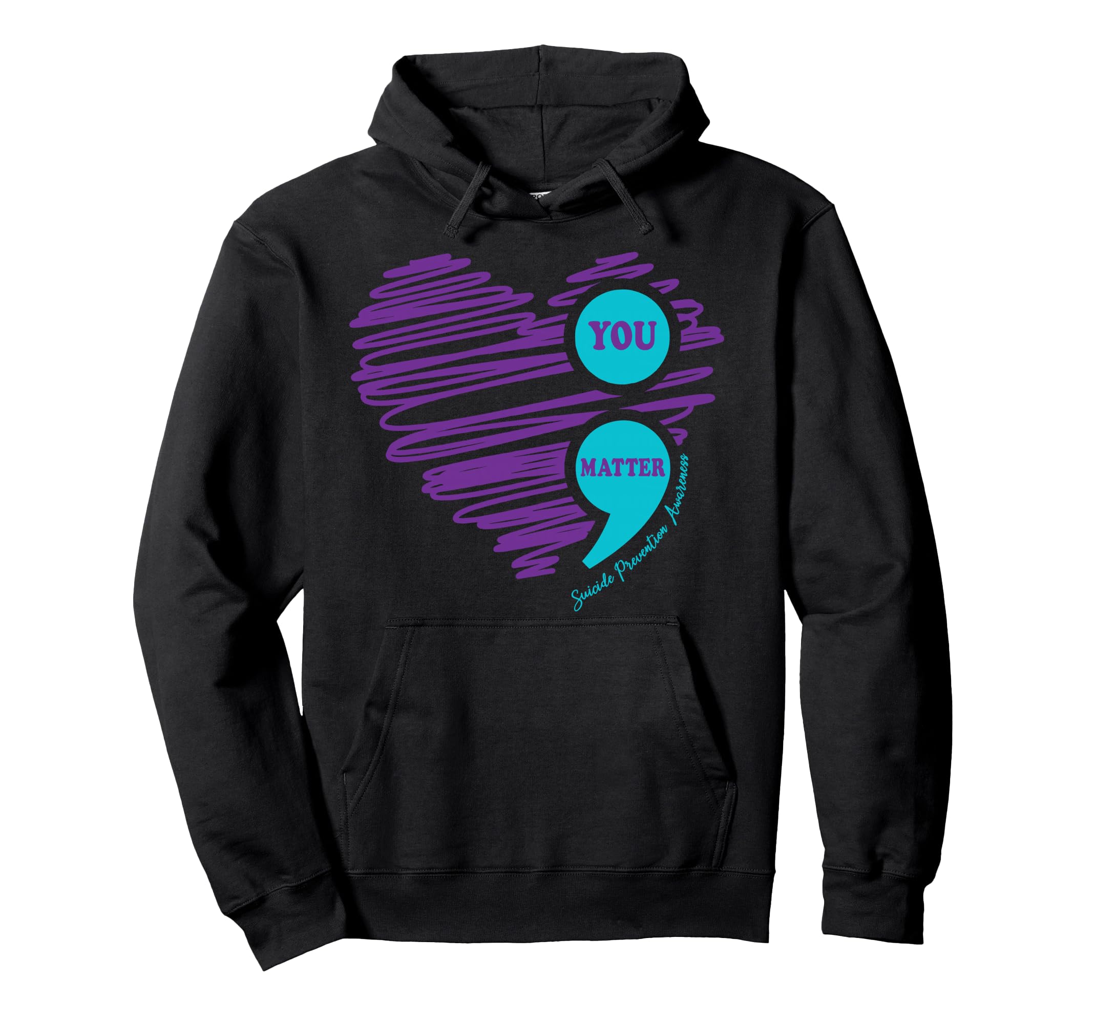 You Matter Teal Purple Heart Mental Hoodie - Minimalist Print Unisex - T-Shirt, Sweatshirt, Hoodie