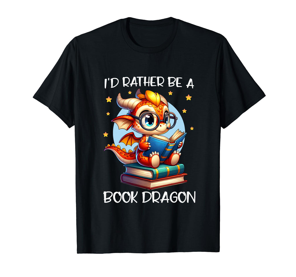 Id Rather Be Book Dragon Reading Lover T-Shirt - Fun Novelty Design Unisex - T-Shirt, Sweatshirt, Hoodie