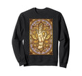 Meditation Hand Lotus Stained Glass Sweatshirt - Unique Graphic Men Women - T-Shirt, Sweatshirt, Hoodie