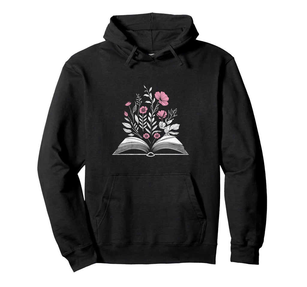 Book Flower Floral Reading Books Hoodie - Minimalist Print for Adults - T-Shirt, Sweatshirt, Hoodie