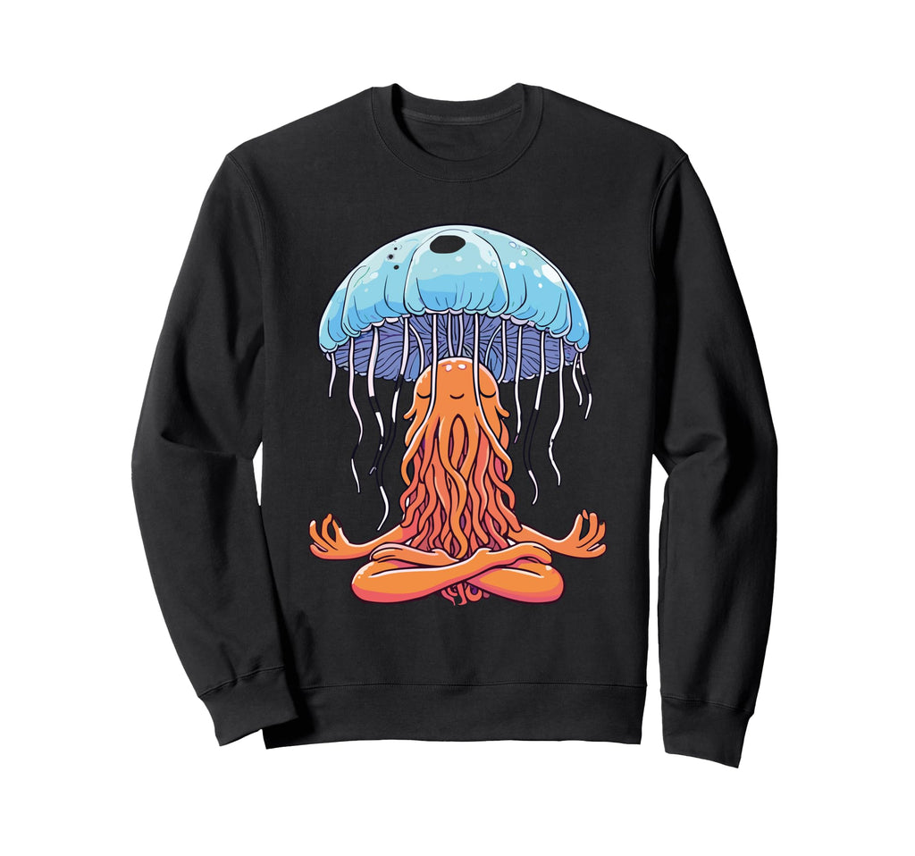 Meditation Jellyfish Yoga Pose Sweatshirt - Custom Art Print for Adults - T-Shirt, Sweatshirt, Hoodie