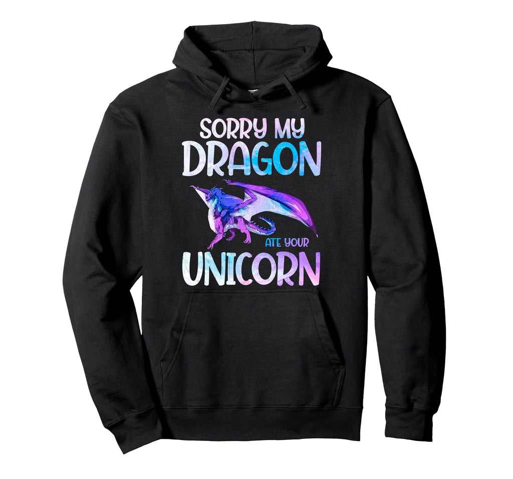 Sorry My Dragon Ate Your Unicorn Dragon Hoodie - Minimalist Print Men Women - T-Shirt, Sweatshirt, Hoodie