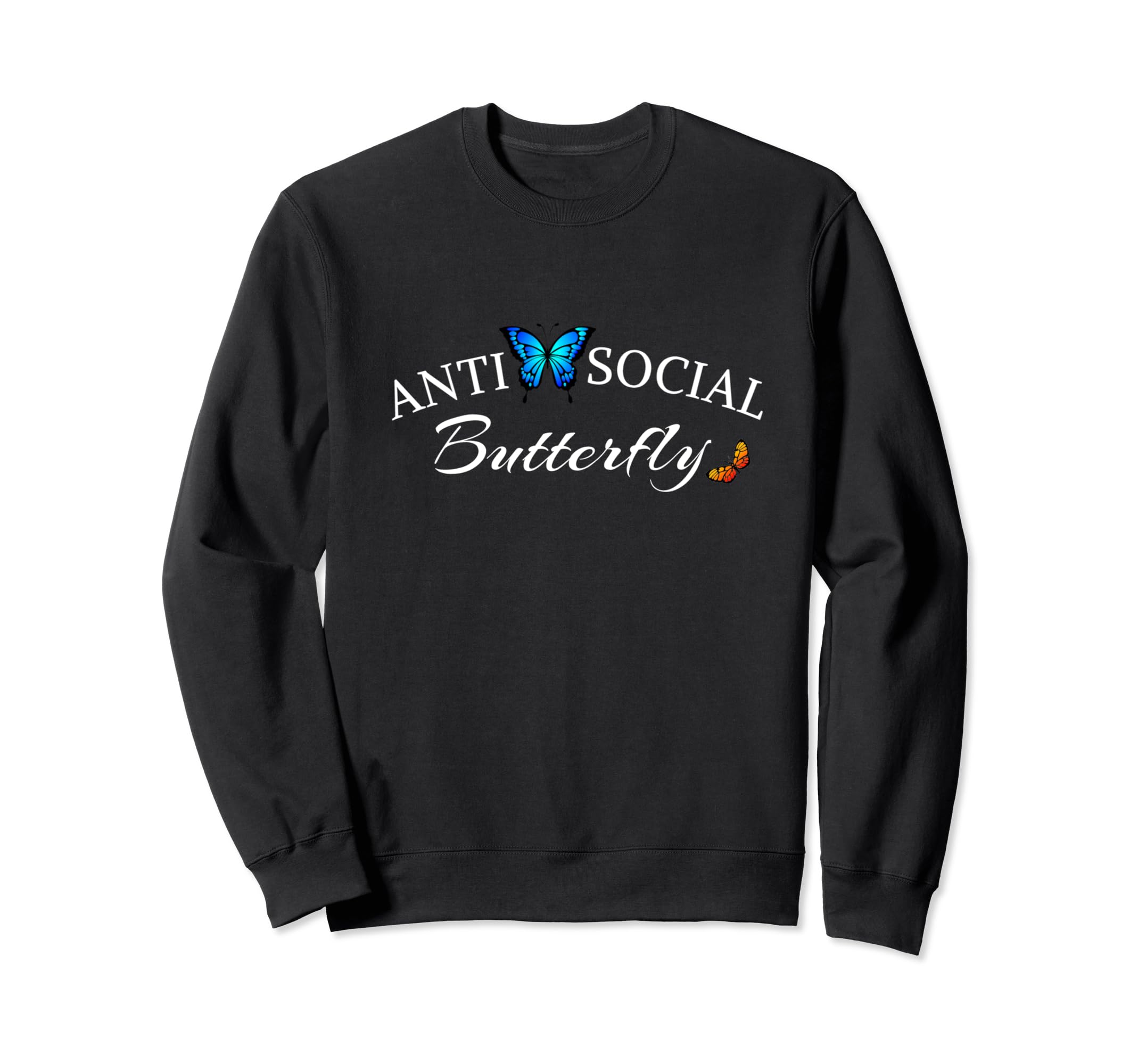 Anti Social Butterfly Sweatshirt - Minimalist Print Unisex - T-Shirt, Sweatshirt, Hoodie