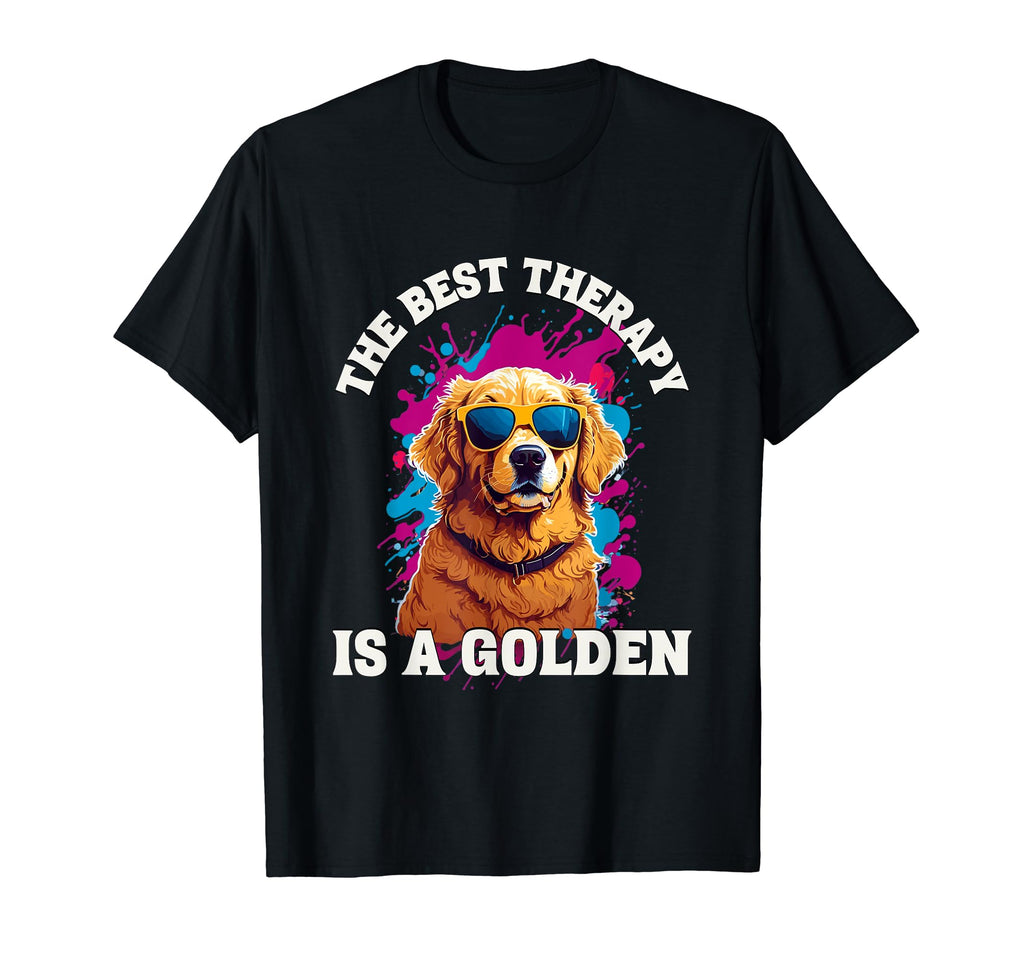 Best Therapy Is Golden Retriever Dog Lover T-Shirt - Unique Graphic Unisex - T-Shirt, Sweatshirt, Hoodie