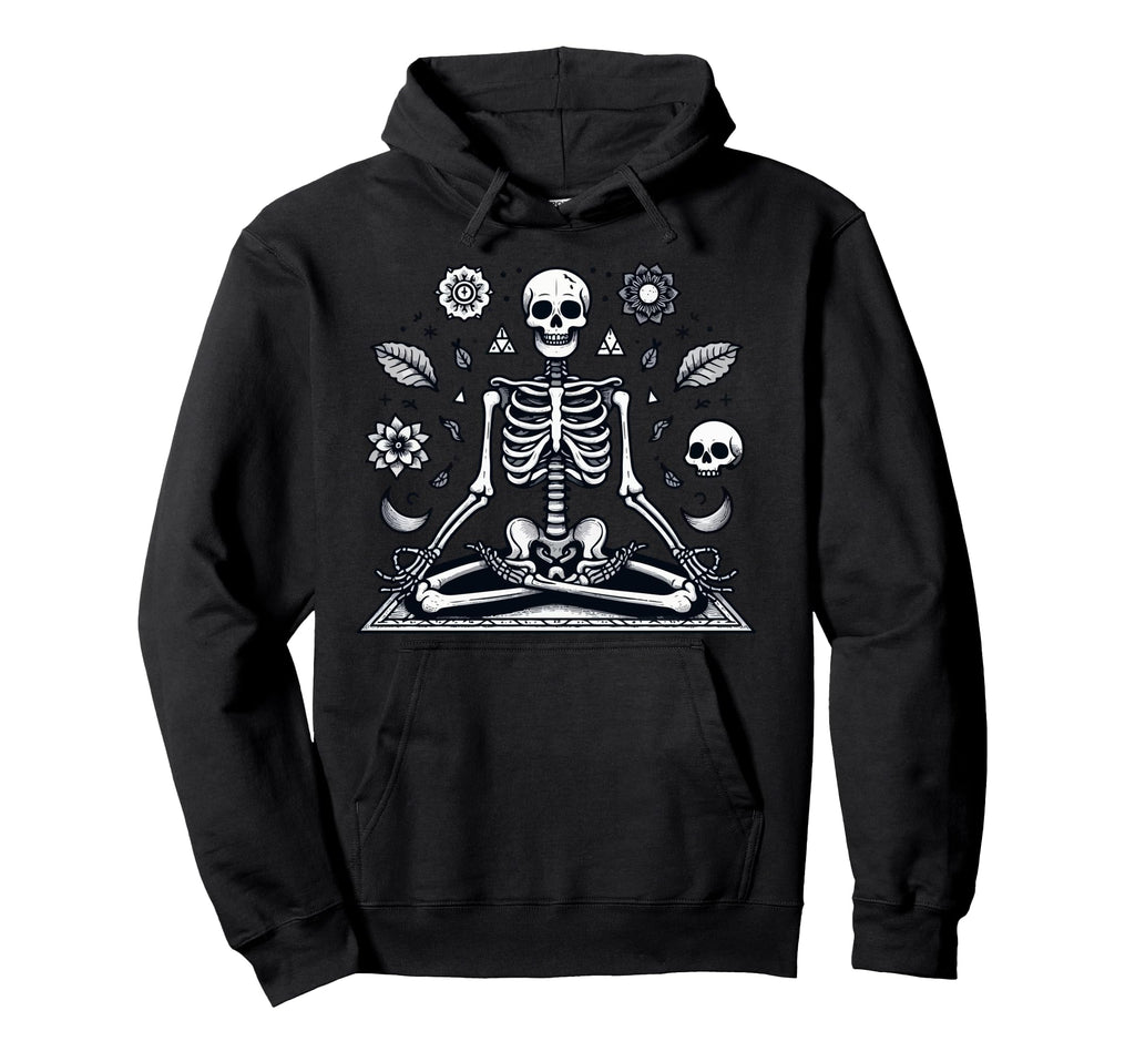 Meditation Skeleton Yoga Pose Relaxing Hoodie - Trendy Graphic Unisex - T-Shirt, Sweatshirt, Hoodie