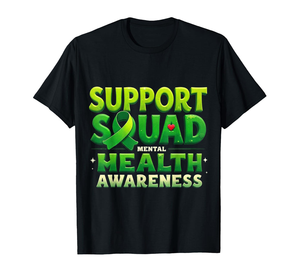 Support Squad Green Ribbon Mental T-Shirt - Aesthetic Graphic for Adults - T-Shirt, Sweatshirt, Hoodie