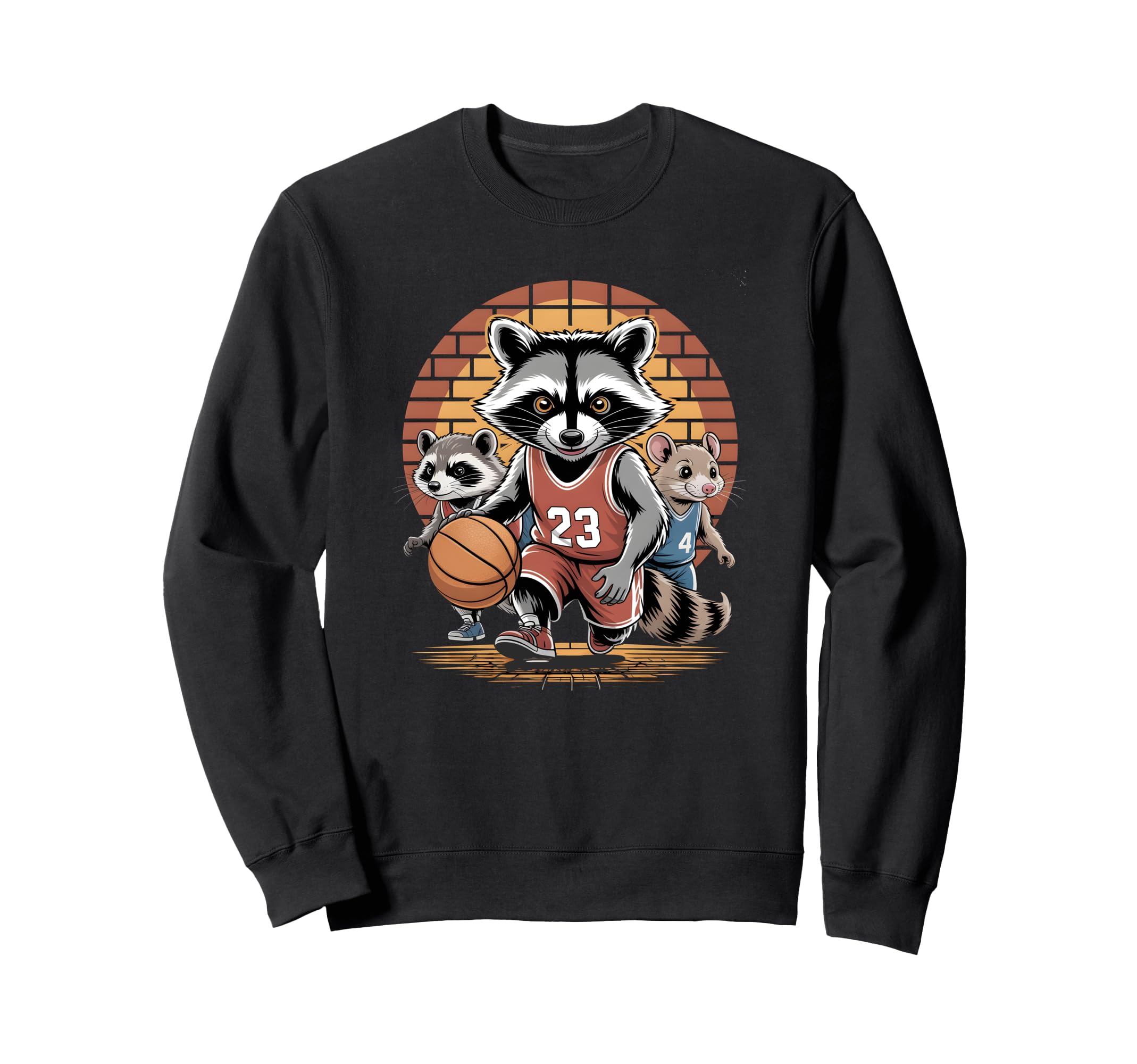 Funny Raccoon Team Basketball Opossum Sweatshirt - Graphic Print Unisex - T-Shirt, Sweatshirt, Hoodie