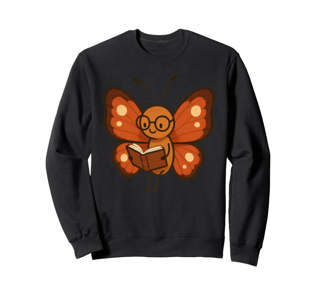 Cuter Butterfly Reading Book Nerd Sweatshirt - Graphic Print Men Women - T-Shirt, Sweatshirt, Hoodie